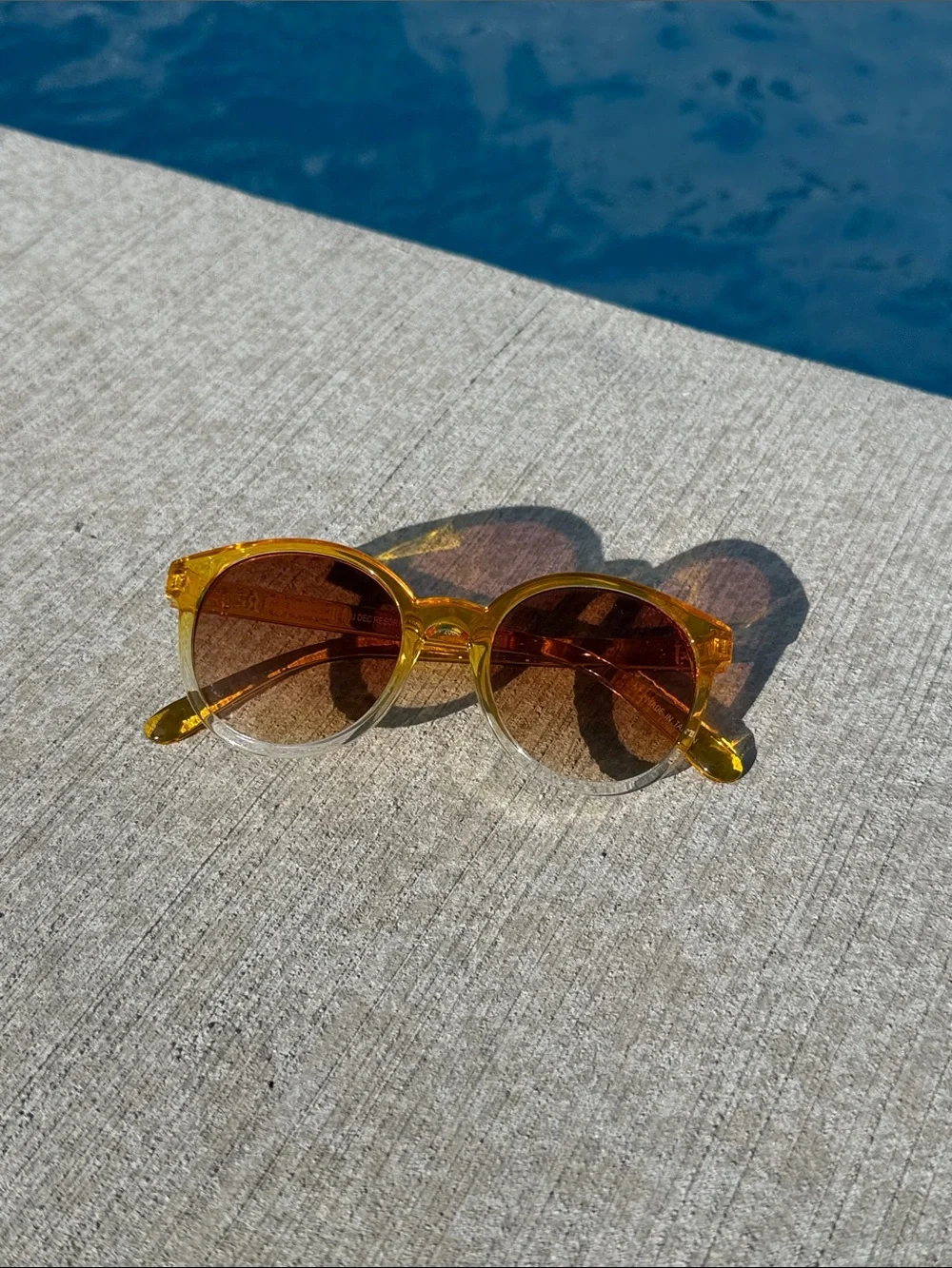 Janie and Jack Yellow Transparent Round Kids Sunglasses with Brown Lenses